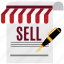 document, marketing, pen, sell, sheet, shop, store 