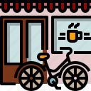 bicycle, cafe, france, paris, restaurant, shop, window