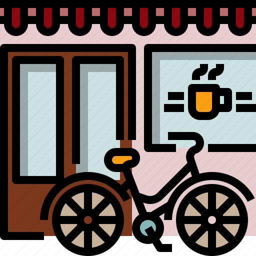 Bicycle, cafe, france, paris, restaurant, shop, window icon - Download on Iconfinder