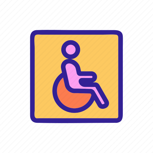 Contour, disable, handicap, parking, wheelchair icon - Download on Iconfinder