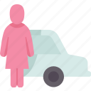 lady, parking, woman, zone, gender