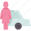 lady, parking, woman, zone, gender 