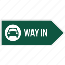 area, arrow, car, direction, enter, information, parking 