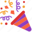 confetti, popper, party, celebration, streamer, cone, birthday 
