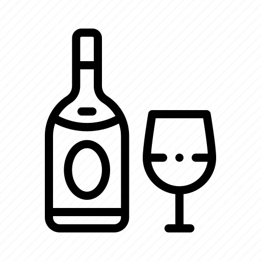 Wine, bottle, glass, alcohol, drink, beverage, restaurant icon - Download on Iconfinder