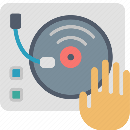 Dj, music, dance, hand, party, turntable, vinyl icon - Download on Iconfinder
