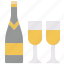 wine, bottle, glass, drink, alcohol, champag 