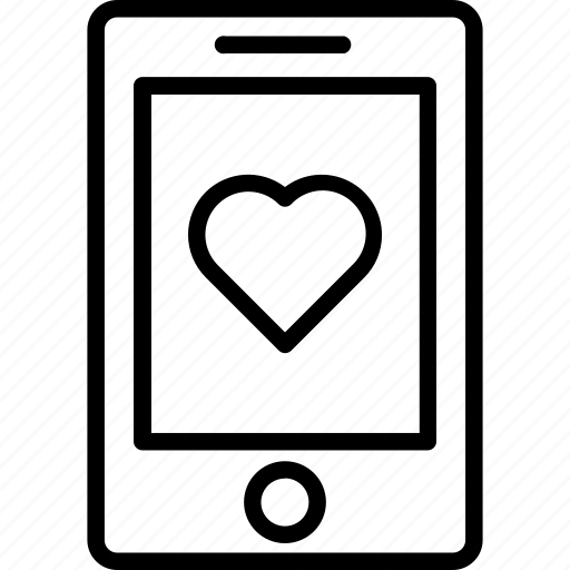 Heart on device, mobile, loving message, inspire icon - Download on Iconfinder
