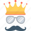 crown, glasses, hipster, moustache, party props 