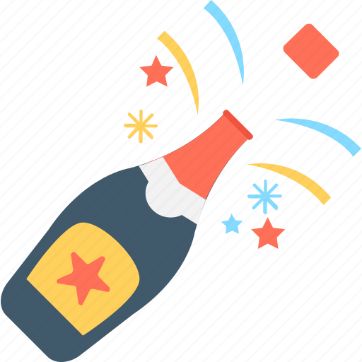 Alcohol, celebration, party, popping cork, splashing champagne icon - Download on Iconfinder