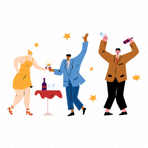 Wine, party, alcohol, drink, bottle, wineglass, celebration illustration - Download on Iconfinder