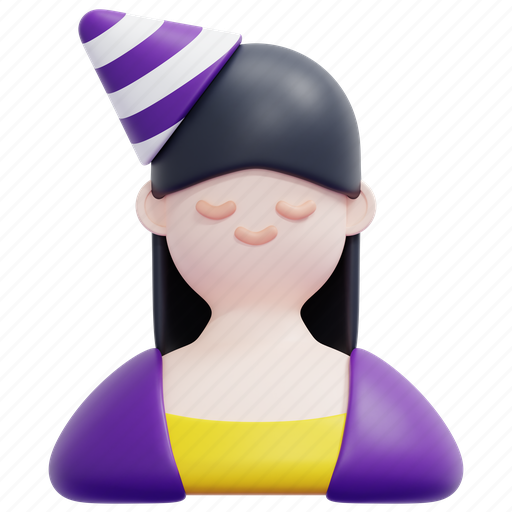 Woman, avatar, hat, party, birthday, female, celebration 3D illustration - Download on Iconfinder