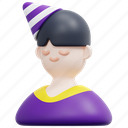 boy, avatar, hat, party, birthday, celebration, kid, 3d 