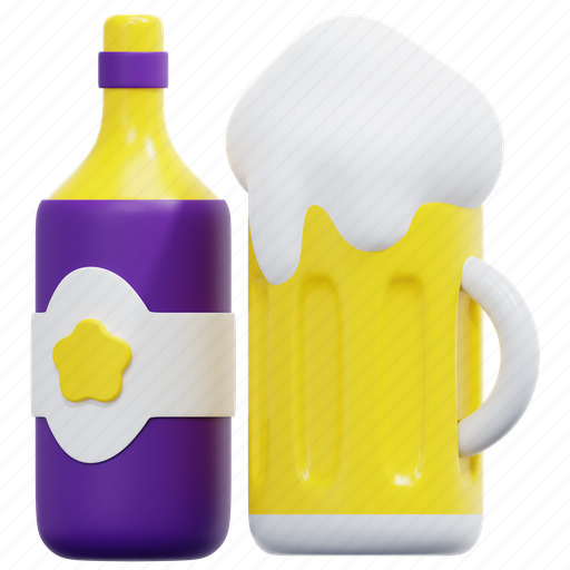 Beer, bottle, alcohol, bar, drink, party, birthday 3D illustration - Download on Iconfinder