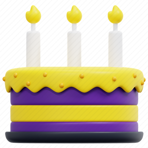 Birthday, cake, candles, bakery, dessert, party, 3d 3D illustration - Download on Iconfinder