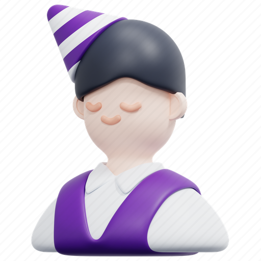 Man, avatar, hat, party, birthday, celebration, male 3D illustration - Download on Iconfinder