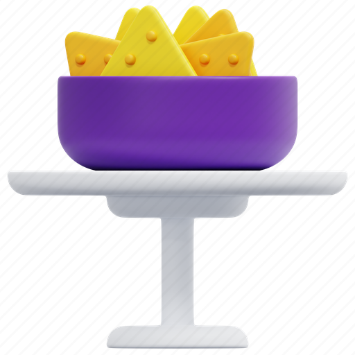 Snack, chip, plate, party, food, fast, appetizer 3D illustration - Download on Iconfinder