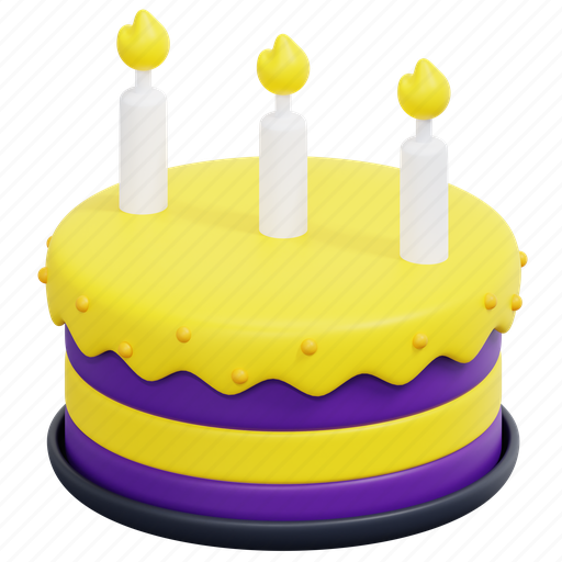 Birthday, cake, candles, bakery, dessert, party, 3d 3D illustration - Download on Iconfinder