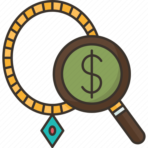 Evaluate, necklace, jewelry, price, sell icon - Download on Iconfinder