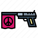 flag, gun, peace, weapons