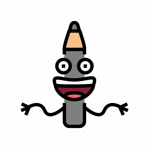 Fun, pen, character, pencil, school, happy icon - Download on Iconfinder
