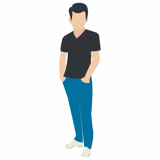 Casually dressed, hands in pocket, human avatar, short-heighted boy, standing man icon - Download on Iconfinder