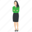 assistant, female worker, human avatar, professional character, secretary 