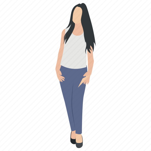 Female character, long hairs, mother, standing posture, teacher icon - Download on Iconfinder
