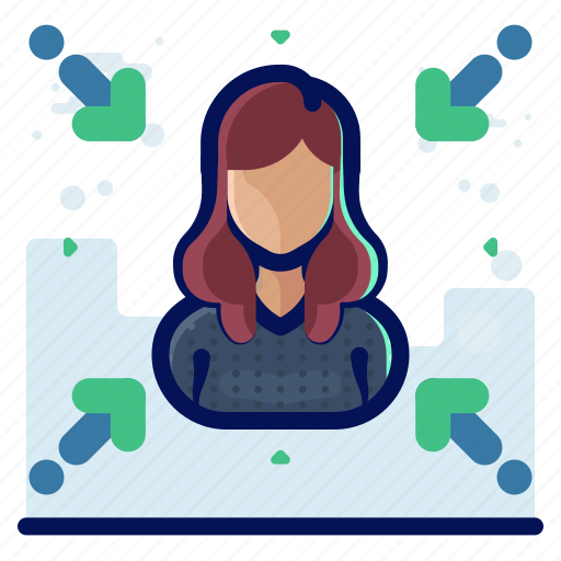 Account, arrow, female, gather, user, woman icon - Download on Iconfinder