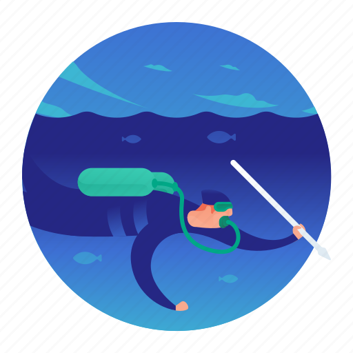 Diver, diving, fishing, scuba, spear fishing icon - Download on Iconfinder
