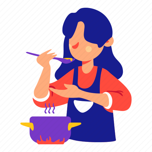 Cooking, sticker, stickers, soup, people illustration - Download on Iconfinder