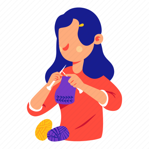 Knitting, sewing, sticker, stickers, people, crochet illustration - Download on Iconfinder