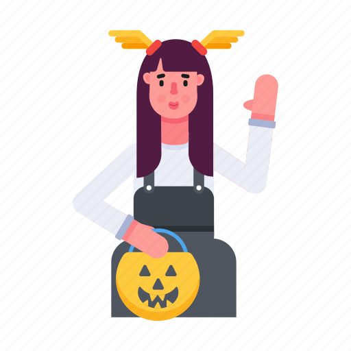Halloween celebration, halloween costume, halloween girl, halloween party, halloween basket icon - Download on Iconfinder