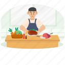 man, cooking, food, kitchen, cuisine, character, kitchenware, cook, chef