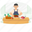 man, cooking, food, kitchen, cuisine, character, kitchenware, cook, chef 