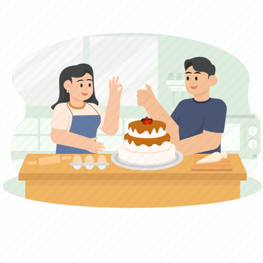 Man, woman, cake, cooking, food, kitchen, cuisine icon - Download on Iconfinder