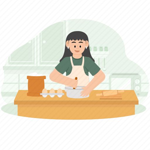 Woman, cakes, cooking, food, kitchen, person, cook icon - Download on Iconfinder