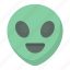 alien, emoji, green, head, martian, space 
