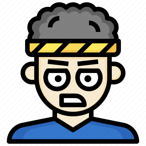 Angry, feelings, man, curly, hair, aggresive icon - Download on Iconfinder