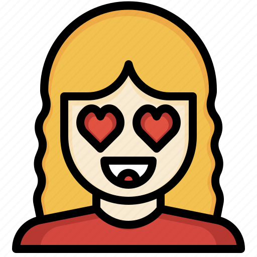 In, love, smiley, feelings, woman, curly, hair icon - Download on Iconfinder