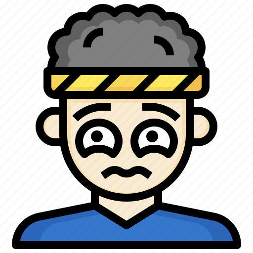 Sad, nervous, worry, man, curly, hair icon - Download on Iconfinder