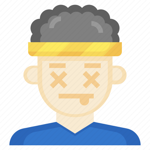 Dead, feelings, man, curly, hair, expression icon - Download on Iconfinder