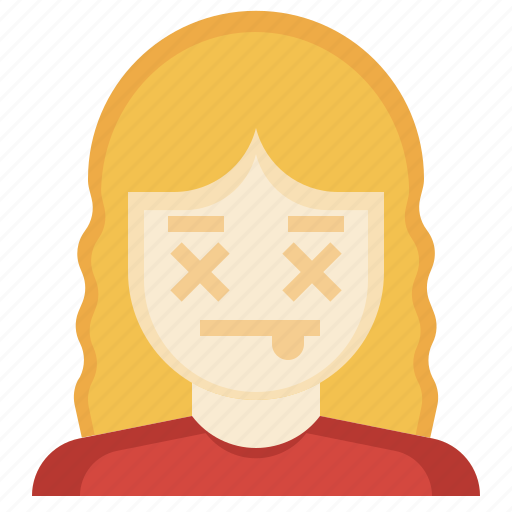 Dead, feelings, woman, curly, hair, expression icon - Download on Iconfinder