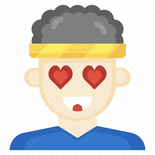 In, love, smiley, feelings, man, curly, hair icon - Download on Iconfinder