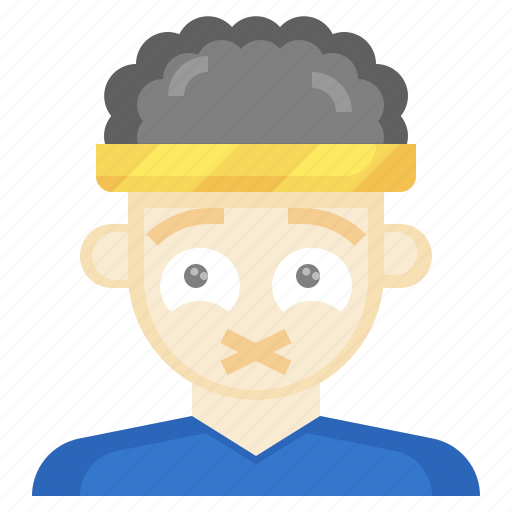 Quiet, feelings, curly, hair, man icon - Download on Iconfinder