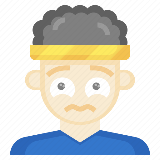 Sad, nervous, worry, man, curly, hair icon - Download on Iconfinder