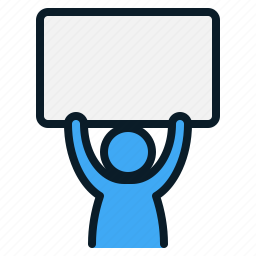 People, holding, placard, signboard, paper, protest, demonstration icon - Download on Iconfinder