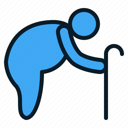 People, old, elderly, man, stick, walking icon - Download on Iconfinder