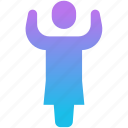 blue, woman, hands, up, avatar, business, arrow, round, female
