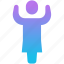 blue, woman, hands, up, avatar, business, arrow, round, female 